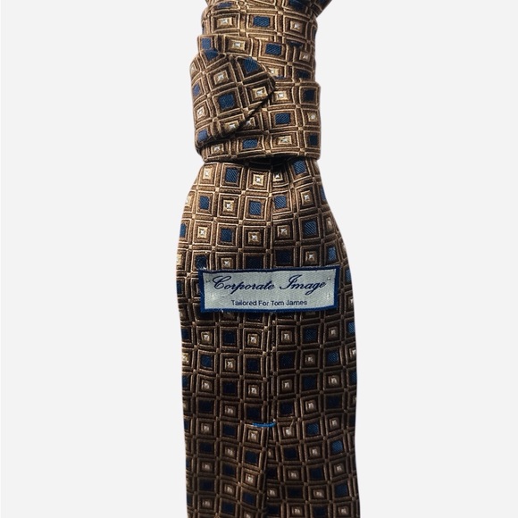 Brown and Blue Geometric Necktie Necklace NO BROOCH NO NECKLACE - Picture 2 of 2